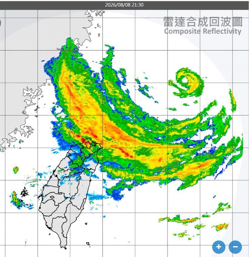 鄭明典提醒,這一波強度比今天中午的雨帶弱一些,但會比較持續,雨帶中難免會有一些強陣風,晚上請盡量不要出門。(圖/鄭明典臉書)