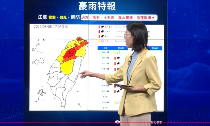 氣象署急發豪雨特報,防狂風巨浪。(圖/翻攝氣象署YT)