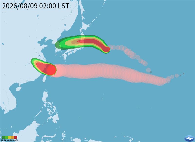 氣象署提供白海豚颱風9日的潛勢路徑。(圖/氣象署提供)