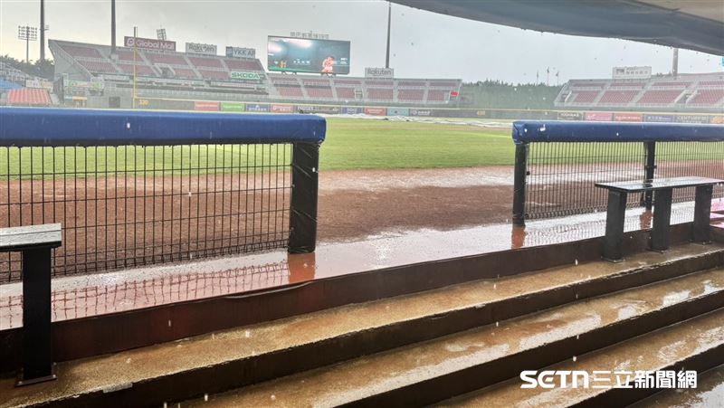 桃園球場受到雨勢影響確定延賽。(圖/記者黃耿誼攝影)