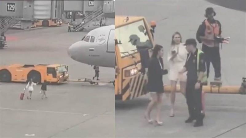 以為搭公車？2女拖行李闖停機坪揮手攔機