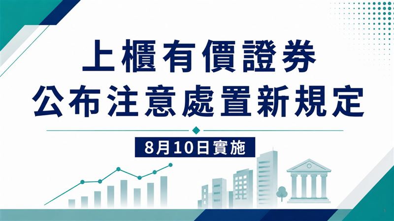 證交所與櫃買中心同步修正處置新制，自8月10日起正式上路。重點包含處置天數縮短至5至7個營業日，撮合時間統一改為約每2分鐘一次，並調高高價股注意門檻，舊案則採溯及既往原則處理。（圖／櫃買中心提供）
