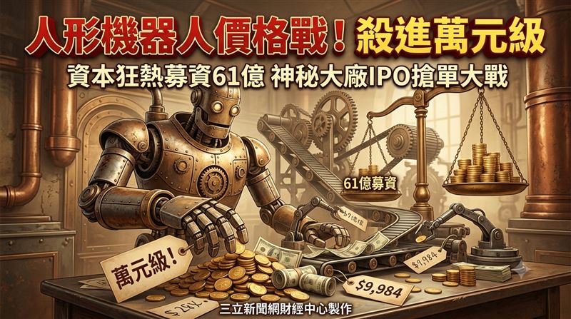 宇樹科技人形機器人價格持續下探,旗下部分機型已降至萬元級,同時公司啟動科創板IPO申購,成為市場關注焦點。(圖/AI製圖)