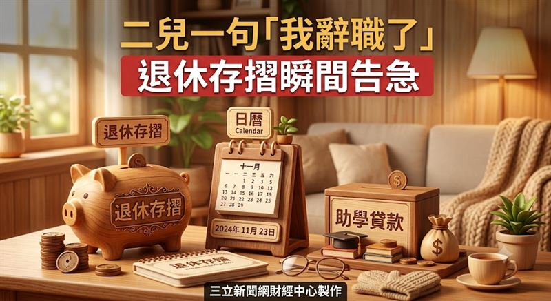藤原和彥（化名）原計畫65歲退休後與妻子同遊溫泉，如今卻因二兒子的學貸與離職風波，讓退休夢蒙上不確定的陰影。（圖／三立新聞網財經中心蕭榕AI製圖）