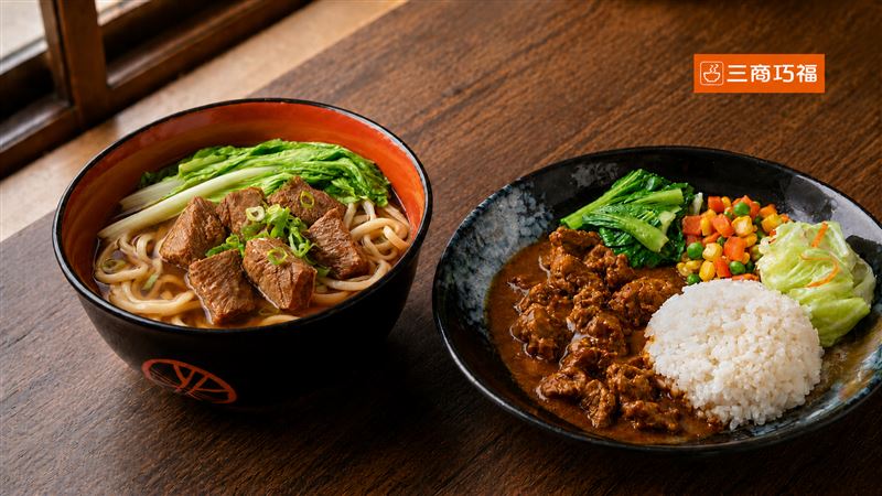 三商巧福|「原汁牛肉麵」以醇厚湯頭搭配鮮嫩牛肉與彈牙麵條,原價185元,活動期間特價139元。「咖哩雞肉飯」以香濃咖哩搭配鮮嫩雞肉與白飯,香氣濃郁、開胃飽足,原價160元,活動期間特價119元。(圖/品牌業者提供)