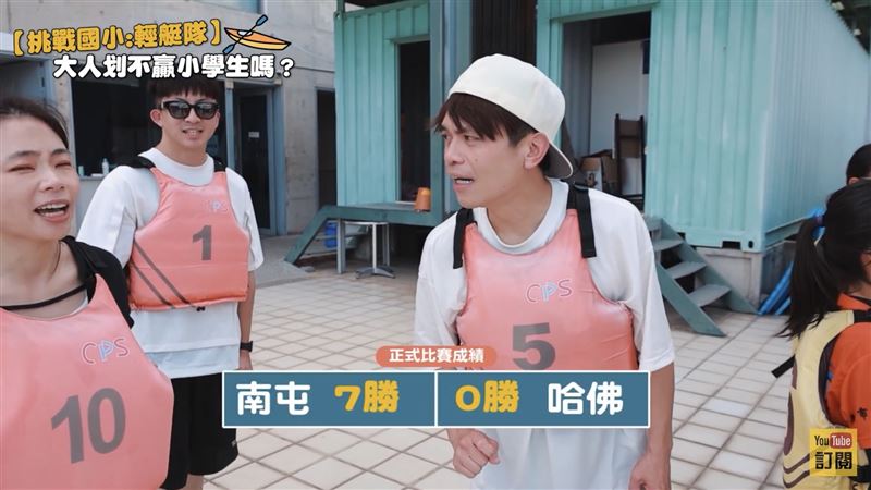 最終蔡阿嘎團隊在7輪對決中全數落敗,以「0比7」遭到國小輕艇隊全面碾壓。(圖/翻攝自蔡阿嘎YouTube)