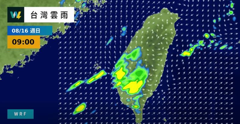 本週臺灣仍以低壓帶及西南風環境為主,各地天氣較為潮濕悶熱。(圖/翻攝自天氣風險臉書)
