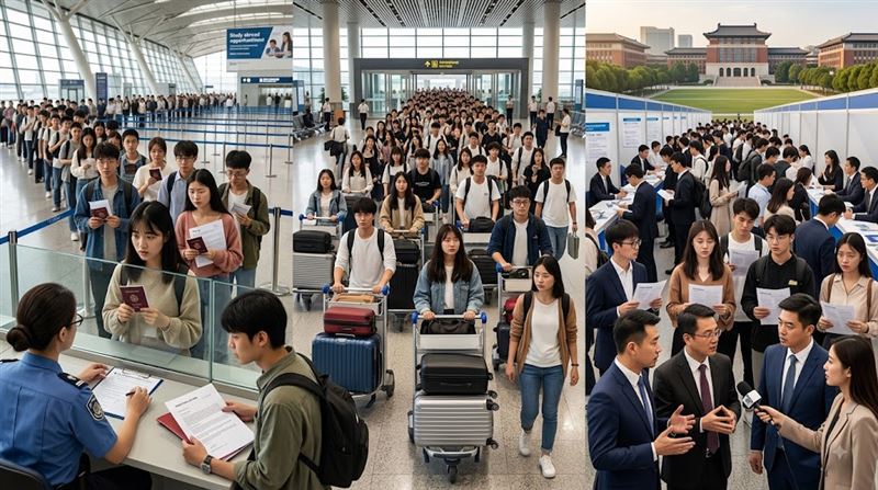 與此同時,中國經濟放緩導致留學成本大幅上漲,海外學位的就業效果打折。(示意圖/AI製圖)