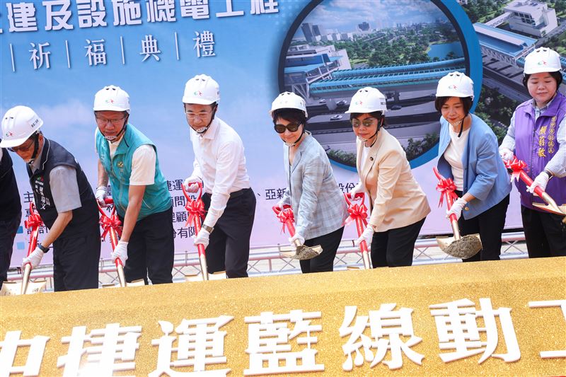台中市長盧秀燕參加中捷藍線動工祈福典禮,針對愛將遭搜索,認為檢調動作啟人疑竇。(圖上/台中市府提供,圖下/翻攝畫面)
