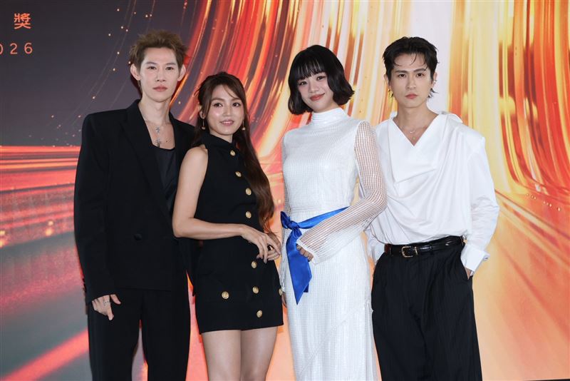 夏和熙(左起)、Dora、木木跟石知田出席金鐘星光記者會。(圖/記者鄭孟晃攝影)