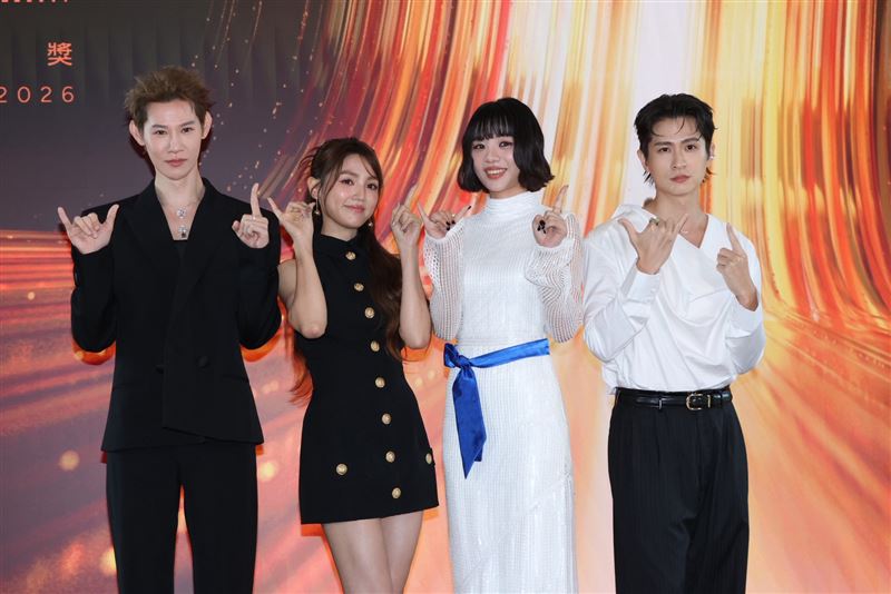 夏和熙(左起)、Dora、木木跟石知田出席金鐘星光記者會。(圖/記者鄭孟晃攝影)