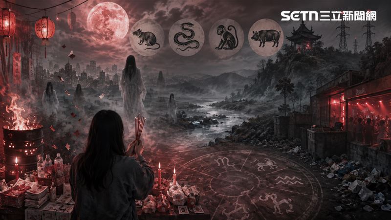 農曆七月鬼門開,緊接著就是農曆七月十五中元普渡。(AI示意圖/編輯陳慈鈴設計)