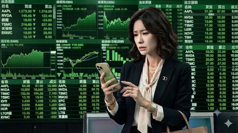 台股反彈大漲,有些股票卻出現EPS調高,目標價卻被打折的慘跌異象,讓投資人苦惱不已。(示意圖/AI生成)