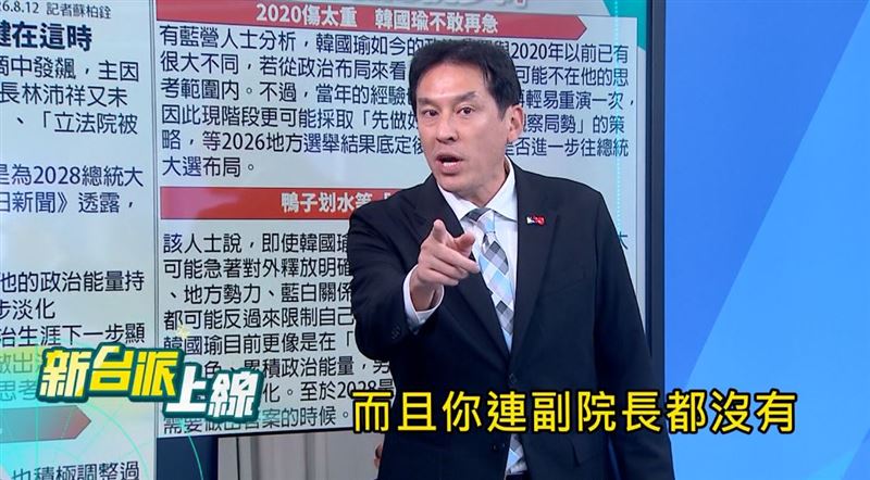 資深媒體人黃暐瀚於政論節目《新台派上線》中深度剖析,韓國瑜這次撕破臉絕非偶然。(圖/翻攝自《新台派上線》)