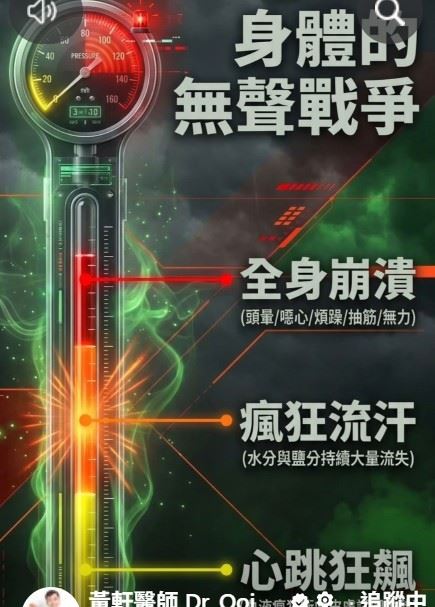醫師黃軒表示,夏天真正危險的,有時不是烈陽,而是暴雨前讓人喘不過氣的空氣。(圖/取自黃軒的臉書)