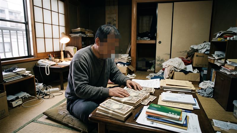 日本無業逆子隱瞞72歲母親過世訊息,不僅未辦理死亡登記,還把遺體藏在家中,長期非法領取年金,高達1150萬日圓。(示意圖/AI製圖)
