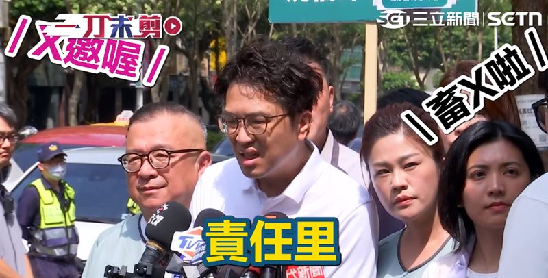 沈伯洋接受媒體聯訪遭亂入嗆聲,另有一名阿姨看不下去,「飆3字粗話」護沈伯洋。(圖/翻攝畫面)