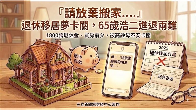 日本一對熟齡夫妻原已敲定退休移居計畫,卻因88歲母親一句簡訊喊卡,最終決定暫緩兩年、先建立照護監測機制。(圖/三立新聞網財經中心蕭榕AI製圖)