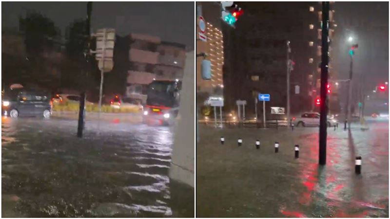 日本千葉暴雨,影響千葉縣交通。(圖/翻攝自X)