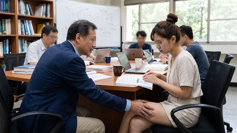 北部頂大教授對女博士生性騷擾,判賠60萬元精神慰撫金。(示意圖/AI製圖)