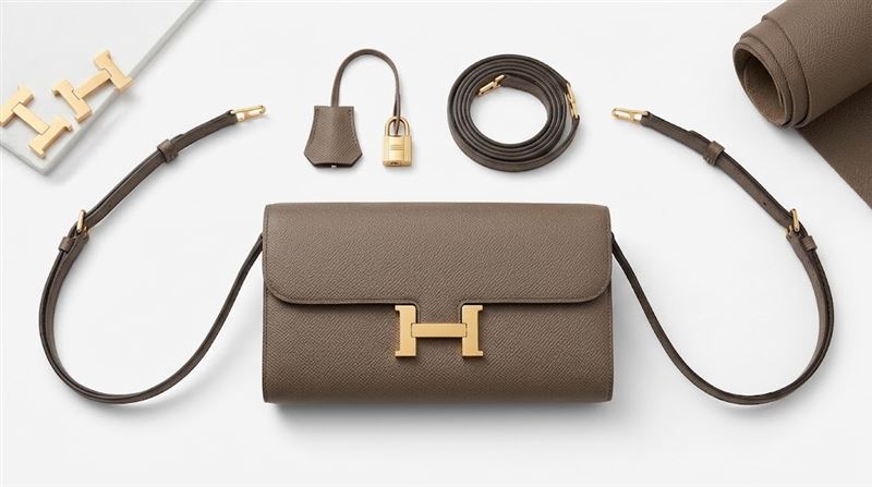 陳幸妤斜背的愛馬仕(Hermès)大象灰「Constance To Go」,該款售價約新台幣 26 萬 6,600 元。(圖/AI生成圖)