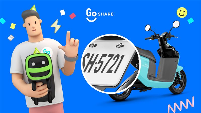 在街頭找到車牌上有數字「7」的GoShare，指定活動貼文留言，就能拿到77元騎乘金。（圖／GoShare提供）