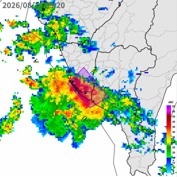 大雷雨開炸2縣市。(圖/翻攝自中央氣象署)