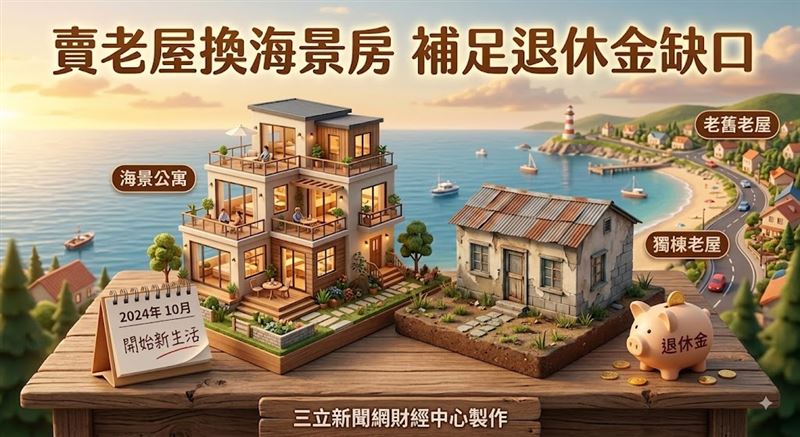 高橋夫婦賣屋逾3,300萬日圓,遷居海濱小鎮展開退休新生活。(圖/三立新聞網財經中心蕭榕AI製圖)