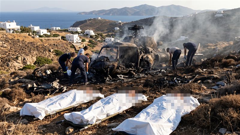 希臘國內熱門旅遊景點錫夫諾斯島（Sifnos），傳出私人直升機墜毀的事故。（示意圖／AI製圖）