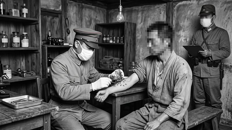 中日戰爭期間，日本陸軍軍醫團為防止瘧疾在國內擴散，將無法認知實驗內容與風險的問題士兵當成受試者。（示意圖／AI製圖）