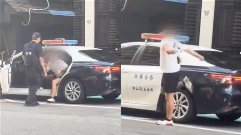 隨著惡搞影片曝光,可見男子並非真的不小心上錯警車,而是跟友人一搭一唱,惡搞員警。(圖/翻攝自職業聯結車職業大貨車職業大客車拉拉隊運輸業照片影片資訊分享團臉書)