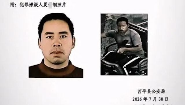 夏付鋼因瑣事與鄰居爭執,持刀將其刺死後逃亡遭通緝,l被中國網友加油添醋成「反村霸英雄」。(圖/翻攝畫面)
