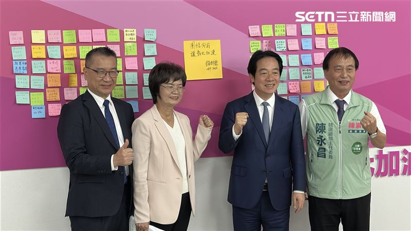 民進黨行動中常會移師彰化舉行，賴清德在陳素月競選總部留下加油字條（圖／記者劉秀敏攝影）
