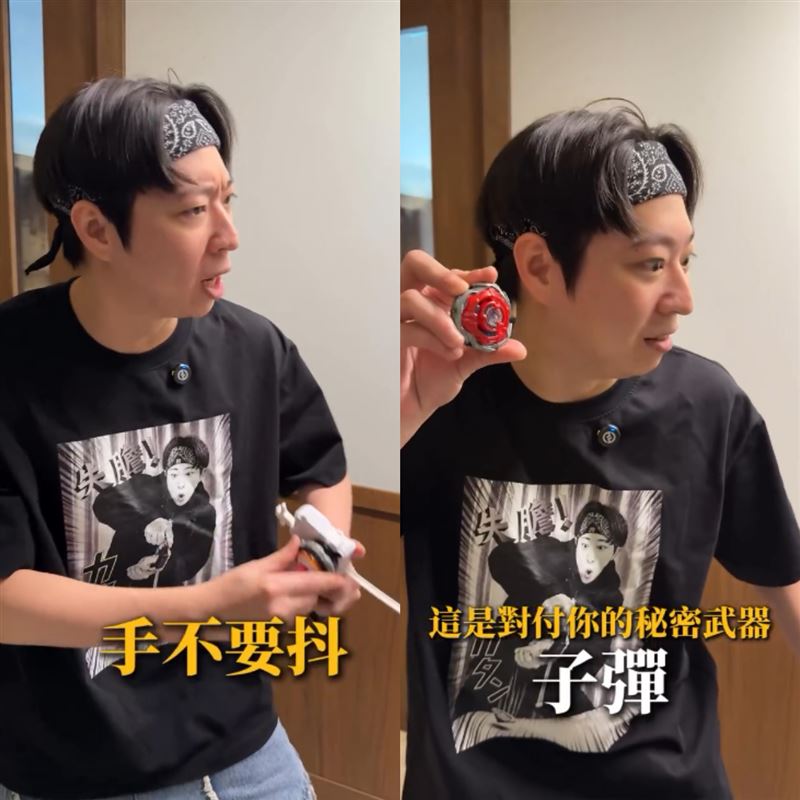 陀螺破壞者J大開手抖、子彈打肚子地獄哏玩笑。(圖/翻攝自Threads @gold060708)
