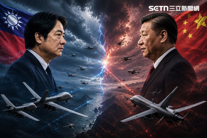 美學者指出,中共解放軍侵台13項指標有11點亮燈。(圖/AI製圖)