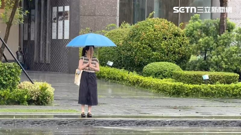 陳幸妤雨中上班,今(20)日心情跟天氣一樣不美麗。(圖/記者林昱孜攝影)