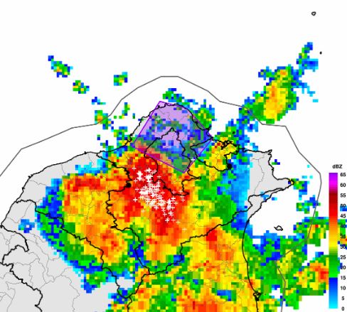 氣象署針對5縣市發布大雷雨即時訊息。(圖/翻攝自中央氣象署)