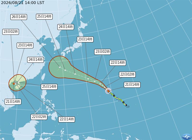 沙德爾颱風未來路徑仍充滿變數。(圖/翻攝自中央氣象署)