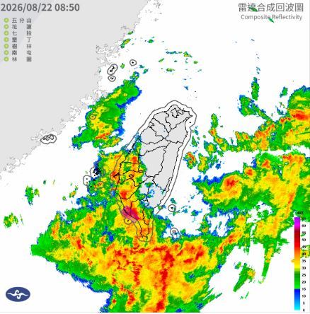中央氣象署22日針對高雄、屏東部分區域發布大雷雨警訊。(圖/中央氣象署)