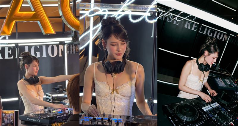 佟凱玲一連串DJ表演炸翻微風信義3樓。(組合圖/讀者提供)