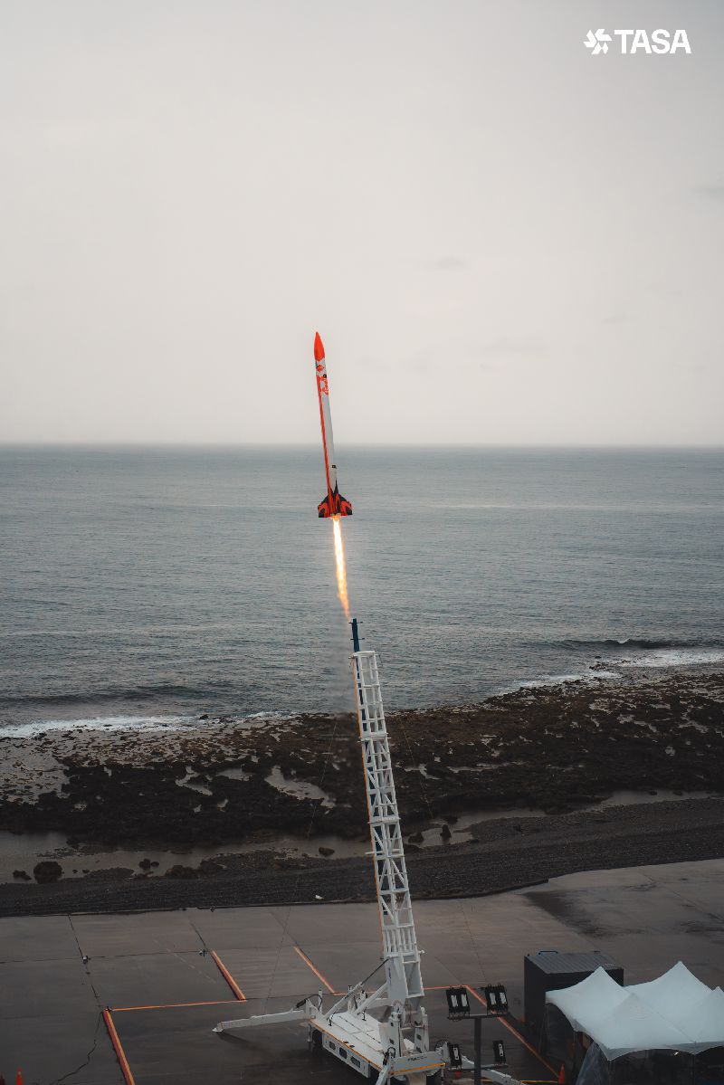 TASA探空火箭「島脈MARAHO」22日於屏東縣旭海科研火箭發射場域順利完成飛試。（TASA提供）