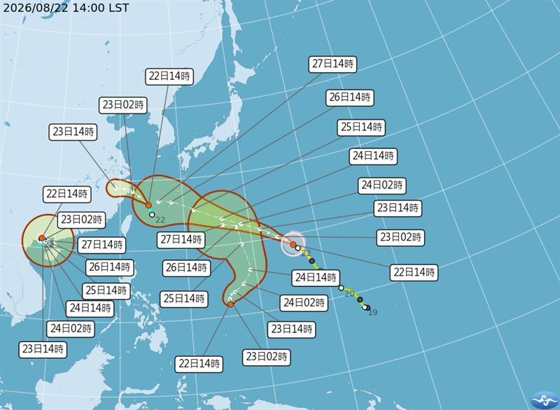 西太平洋上目前共有4低壓。(圖/氣象署)