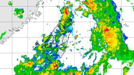 低壓帶籠罩與西南風影響,本日降雨明顯。(圖/氣象署)