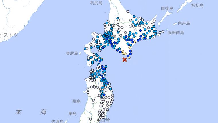 日本北海道今日發生規模6.0地震。(圖/翻攝自日本氣象廳)