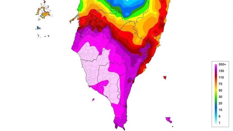 雨炸南台灣!高雄1區雨量531毫米紫到發白