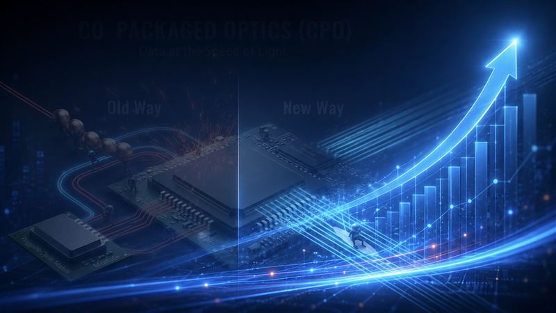 GPU、高頻寬記憶體與高速交換架構對頻寬、功耗與散熱提出更高要求。相較過去頻寬升級需近十年,如今AI驅動資料量大幅壓縮升級週期,資料傳輸從800G快速邁向1.6T與3.2T時代。市場積極佈局銅退光進,台灣供應鏈展現完整布局優勢,包含上詮(3363)、波若威(3163)、光聖(6442)積極搶進光耦合與光纖連接零組件,光學鏡頭龍頭大立光(3008)布局精密光學元件,晶圓代工龍頭台積電(2330)則持續深化系統級封裝與光電整合能力。(圖/AI製圖)