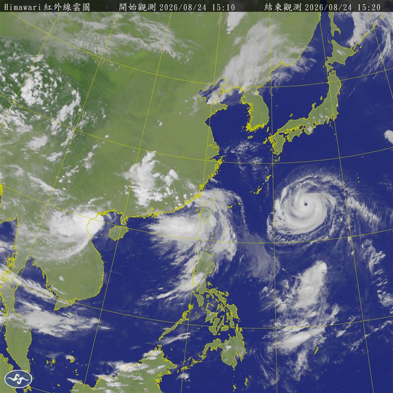 中央氣象署今(24)日15:30公布最新天氣狀況。(圖/翻攝自中央氣象署官網)