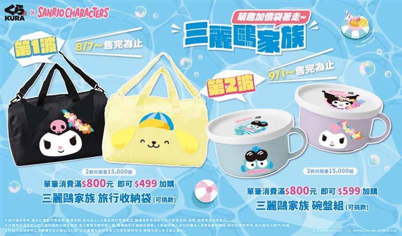 藏壽司x三麗鷗家族海島度假登場!大容量陶瓷碗盤組加價購。(圖/品牌業者提供)