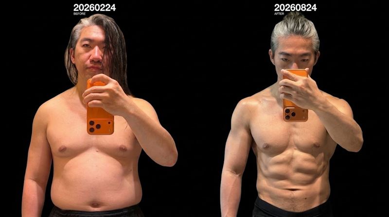42歲史書華曬腹肌對比照!半年狂甩11公斤