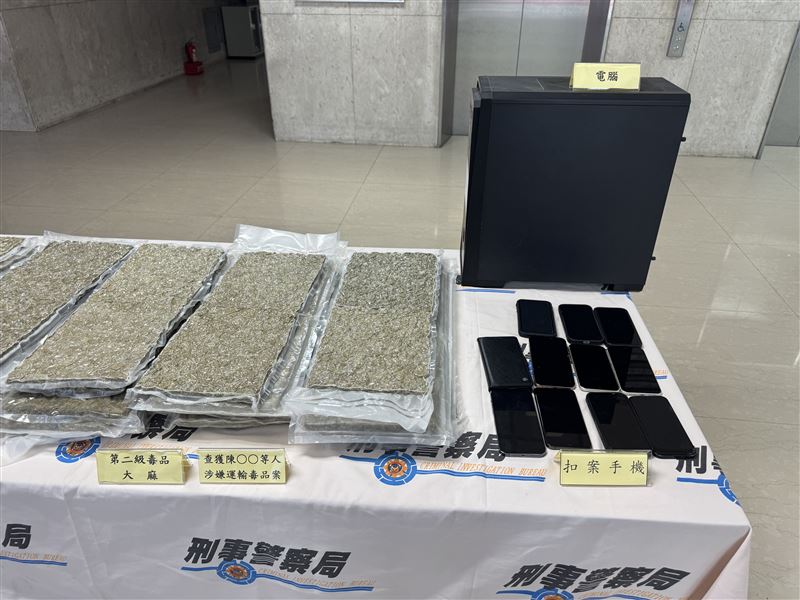 現場查扣大麻24包、愷他命2包、吸食器、K盤、袋子2個等證物。(圖/翻攝畫面)